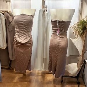 Lavish Ivy,Woman,Cocktail Dress,Gold Brown,Sz S,Long,Strapless,Zipper,Mermaid.!